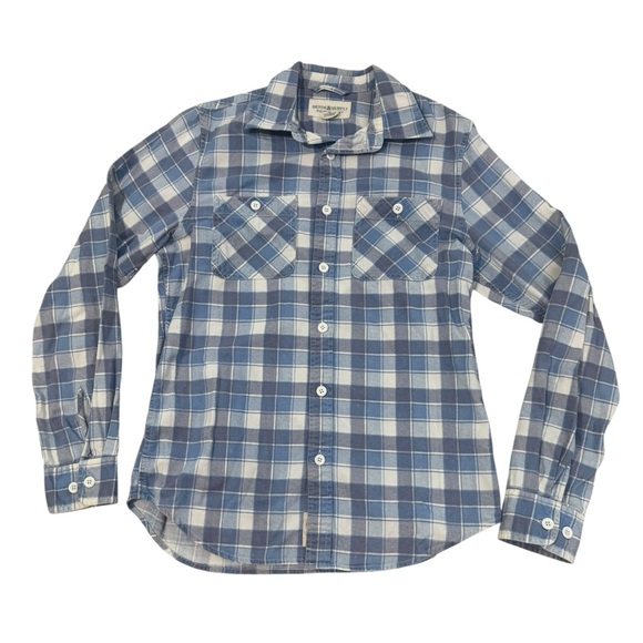 Denim & Supply Ralph Lauren Plaid Button Up Shirt Mens Small Blue White Western - Picture 1 of 5
